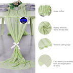 MDS 10 Pack 10ft Chiffon Table Runner 29 x 120 Inches Sheer Wedding Runner Romantic Rustic Table Runner for Wedding Decorations, Birthday Parties, Bridal Shower Party Arch Decor - Sage Green