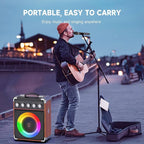 Karaoke Machine for Adults Kids, Bluetooth Speaker with 2 Karaoke Microphones, Bass/Treble Adjustment, Portable PA System with Remote Control/LED Lights for Home Party, Support USB/AUX/REC/TWS