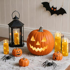 Raycare Flameless Candle with Remote Timer – 5 Flickering Acrylic Battery Operated LED Pillar Candles with Embedded Star String for Halloween, Home Decor, and as a Gift(Glod)