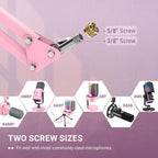 FIFINE Boom Arm Mic Stand, Microphone Arm with Desk Mount for Podcast Streaming Gaming Home Studio, Metal Suspension Scissor Boom Mic Stand-CS1 Pink