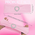 100PCS Spandex Stretch Chair Sashes Bows Universal Elastic Chair Cover Bands Ties with Buckle Slider for Wedding Party Birthday Reception Events Banquet Decoration(Pink)