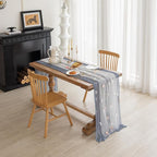 Romantic Artificial Floral Table Runner 10ft Gauze Tulle Lace Table Runner Set for Wedding Baby Shower Bridal Shower Holiday Kitchen Dining Table Decoration for Home Party Special Occasion
