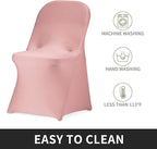 Peomeise Stretch Spandex Folding Chair Cover for Wedding Party Dining Banquet Event (Dusty Pink,12pcs)