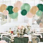 Sage Green Paper Lanterns Decorative 12pcs Party Hanging Decorations for Rustic Party Bridal Shower Wedding Baby Shower Graduation Anniversary Neutral Room Decor