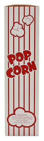 Snappy 3J Red & White Striped Close Top Popcorn Boxes for Movie Night Supplies, Popcorn Boxes Bulk 50 Count, Movie Night Popcorn Boxes 1.25 oz. Capacity, 4.625” x 2” x 7.5” Popcorn Containers