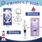 Zhehao 50 Pcs Anchor Bottle Stopper Bottle Opener Wine Bottle Stopper for Beach Nautical Themed Gifts Set Wedding Party Favors Bridal Baby Shower Decorations Holiday Birthday Souvenirs Guests, Silver