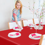 QZYL 4 PCS Picnic Table Cover, 54 x 108 in Rectangle Tablecloth, Red Table Cloth Indoor Outdoor for Baptism Decorations, Waterproof Plastic Tablecloth for Birthday, Wedding and Anniversary