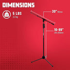 Gator Frameworks Deluxe Tripod Microphone Stand with Clutch Height Adjustment and Telescopic Boom Arm, (GFW-MIC-2120)