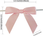 50pcs 3-1/2" Light Pink Satin Ribbon Bows with Twist Ties for Gift Wrapping Packing Wedding Big Ribbon Bows for Accessories Decoration (Lt.Pink)