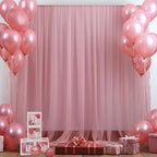 PARTISKY 20ft X 10ft Dusty Rose Tulle Backdrop Curtain for Parites, Sheer Backdrop Curtains Fabric Drapes for Wedding Ceremony Arch Party Stage Decorations