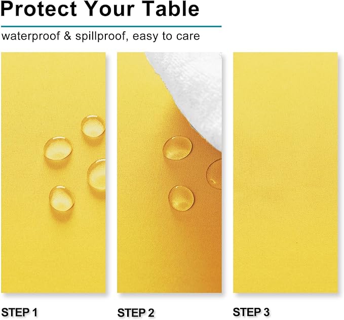 Hiasan 2 Pieces Yellow Rectangle Tablecloth - Spillproof and Waterproof Washable Table Cloth for Dining Room Kitchen Camping, 52 x 70 Inch