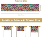 Boho Floral Table Runner,Colorful Flower Retro Bohemian Table Cloth Kitchen Dining Table Home Party Decoration 13x108 Inch