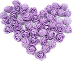 Artificial Flowers 100PCS 3CM Mini Fake Roses for DIY Wedding Bouquets Centerpieces Party Baby Shower Home Decorations (Lavender)