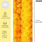 Marigold Garlands for Decorations - Wedding, Halloween, Day of The Dead Pack of 5 - Indian Decor for Pooja, Flower Garland for Decoration (4 to 4.5 Ft) Hashcart®