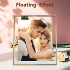 Gold Floating Frame, 10"x12", Vertical, For Picture 8.5x11, 8x10, 7x9, Tabletop Shelf Photo Frame, Classy For Summer Holiday, Birthday or Wedding, Home or Office Décor
