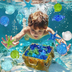 Blue Sea Shells Starfish Conch Acrylic Gems Under The Sea Party Decorations Gemstones for Mermaid Party Favors Decorations,Beach Theme,Vase Filler, Table Scatters, Fish Tank Decorations,14 OZ