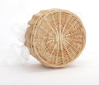Wicker Rattan Flower Girl Basket Rustic Wedding Flower Girl Basket with Pearl Handle Small Flower Basket for Flower Girl Fairy Wedding Basket Handwoven Easter Baskets for Boys Girls Wedding (1 Pcs)