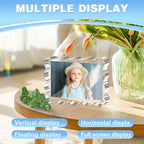 Aheroi 5x7 Acrylic Photo Frames, 3 Pack Clear Picture Sign Holder Freestanding Magnetic Scalloped Picture Frames for Desktop Display, Thickened Frameless Double Sided Acrylic Sign Holder, No Instal