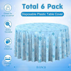 6Pcs Christmas Snowflake Plastic Party Tablecloth Decorations,Disposable Light Blue Snowflake Xmas Round Table Cover Backdrop for Winter Onederland Christmas Holiday Party Supplies,84 inch(Light Blue)