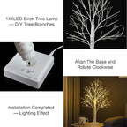 144 LED Artificial Lamp with Timer, DIY Birch Tree With Lights, USB/Battery Powered, Fairy Light Spirit Tree for Table Home Wedding Bedroom Christmas (Warm White)