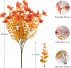 AmyHomie 16 Bundles Orange Artificial Fall Flowers for Outdoors Fall Decor UV Resistant Fake Mums Flowers No Fade Fake Plastic Plants Garden Porch Window Box Decorating