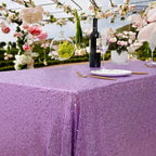 QueenDream Tablecloth 90x156 Rectangle Sequin Tablecloth Lavender Wedding Table Linens Glitter Birthday Bridal Party Indoor Outdoor Decorations
