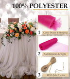 Fuchsia Tulle Fabric Roll, 54" x 40 Yards (120FT) Tulle for Wedding Decoration DIY Tutu Halloween Party Backdrop Baby Shower Table Skirts Gift Wrapping