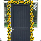 Uieke 3 Pack 7.5ft/Pcs Artificial Sunflower Garland Hanging Sunflower Vines with Green Leaves,Silk Flowers for Home Room Kitchen Garden Wedding Arch Bridal Baby Shower Party Outdoor Decor Medium