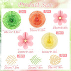 SUNBEAUTY Paper Flowers Pink and Green Party Decorations Hanging Fans Spring Summer Decor for Wall Wedding Backdrop Bridal Shower Birthday - 9Pcs