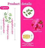 12 Pack Fuchsia Wisteria Hanging Flowers Garland with Lights, 3.44 Feet Artificial Flower Vines, Fake Wisteria, Artificial Vines Hanging Garland for Backdrop Outdoor Patio Garden Decor