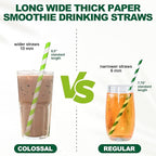 [10mm Wide] 8.5 inch Colossal Paper Straws for Smoothie & Milkshake - Colorful Stripes (Pack of 100)