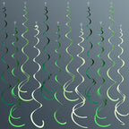 36Pcs Green Hanging Swirl Decorations Ombre Green Felt Swirl Streamer Spiral Ceiling Garland for Spring Summer Birthday Wedding Baby Shower Graduation Christmas St Patrick's day Holiday Party Supplies