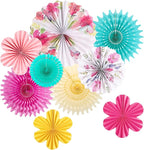 SUNBEAUTY Paper Flowers Decorations for Wall Tea Party Decoration Paper Fans Classroom Decoration Paper Floral Backdrop Decor Paper Fans Decoration Flower Wall Decor,Set of 9