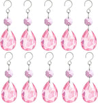 H&D HYALINE & DORA 3Inch Crystal Suncatcher Bauhinia Prisms Pendants 10Pcs Chandelier Crystals Replacement Hanging Sun Catcher Beads for DIY Arts Crafts Decor (Pink)