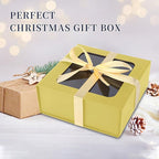Gold Gift Boxes with Window,7.5"x7.5"x3.1" Bridesmaid Boxe for Gift Giving,Birthday Gift Box with Magnetic,Closure Lid Gift Boxes for Presents,Cute Boxe,Luxury for Gift Packaging,Gift Box for Wrapping Gifts