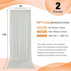 10ft x 15ft Ivory Wrinkle Free Backdrop Curtains for Parties,Silky Polyester Fabric Wedding Ceiling Drapes, 2 Panels 15ft Photo Back Drop Drapes for Baby Shower Photography Stage Background Cloth