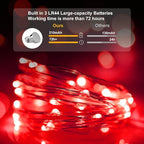 pozzolanas 8 Pack Red Battery Operated String Lights - 7ft Waterproof Fairy Lights with 20 LEDs for Home, Mason Jar, Party, Wedding, Halloween, Christmas Decorations
