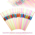 Paxcoo 100pcs Umbrella Straws - Hawaiian Luau Party Straws for Drinks Decorations (Assorted Colors)