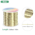 0.4mm Jewelry Wire, 26 Gauge 328FT Craft Wire Copper Beading Wire for Jewelry Making/Planting/Weaving/DIY Crafting, Soft Metal Wires [100M, Light Golden]