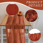 6 Pack Cheesecloth Table Runner 10Ft Christmas Gauze Boho Table Runners for Wedding Decor Bridal Shower Decorations Baby Shower Party(35" x 120")