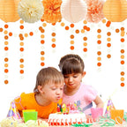 Boho Orange-Beige Baby-Shower Party-Decorations Streamers - 52Ft Neutral Birthday Hanging Paper Garland Banner,Fall Autumn Thanksgiving Rustic Wedding Bridal Classroom Supplies Backdrop Decor Hugtmr