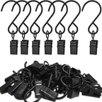 Stainless Steel S Hooks Curtain Clips, 50 Pack Hanging Party Lights Clips, Hangers Gutter Photo, Art Craft Display, 3 Inch Long, Black