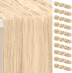 10 Pack Nude Cheesecloth Table Runner 35x120 Inch 10Ft Rustic Gauze Cheese Cloth Table Runner Sheer Cheesecloth Table Runners for Wedding Party Bridal Shower Decoration