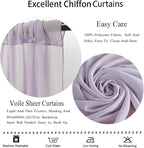 DUOBAO Light Grey Sheer Curtains 2 Panels, 10FT Long, Silver Chiffon Drape, Rod Pocket, Translucent Semi-Sheer, Living Room & Bedroom, 59W x 120L