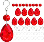 H&D HYALINE & DORA 3Inch Crystal Suncatcher Bauhinia Prisms Pendants 10Pcs Chandelier Crystals Replacement Hanging Sun Catcher Beads for DIY Arts Crafts Decor (Red)