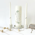 Unity Candles for Wedding, Modern Unity Set, Custom and Personalized Taper Candles with Bible Quote, Unscented White Premium Wax, Religious and Wedding Ceremony, Special Events (Custom Initials)