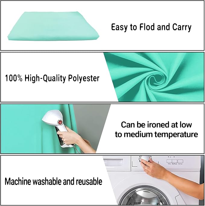 8x10FT Lake Blue Screen Backdrop for Photography, Chromakey Blue Photo Background Curtain Seamless for Video Meeting Photoshoot Party