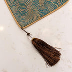Avigers 12 x 90 Inch Decorative Luxury Abstract Striped Green Teal Table Runners with Tassels for Home Living Room Bedroom Art Decor Wedding