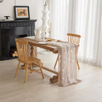 Romantic Artificial Floral Table Runner 10ft Gauze Tulle Lace Table Runner Set for Wedding Baby Shower Bridal Shower Holiday Kitchen Dining Table Decoration for Home Party Special Occasion