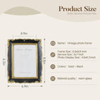 Cuspin Vintage Picture Frame 5x7 Black and Gold Frame, Ornate Textured Hand-Crafted Resin Photo Frames with Glass Front, Decorative Picture Frame for Wall & Tabletop, Antique Frame Home Decor